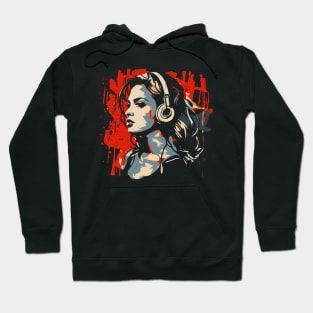 Beautiful Girl with Headphones artwork Hoodie